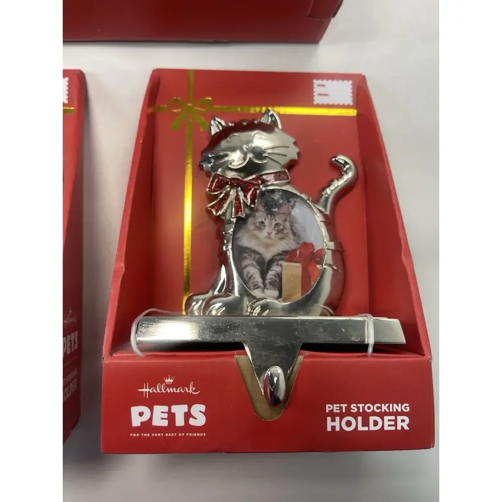 Hallmark Pets Christmas Stocking Holders Cat Dog Bone Set Lot of 4 NIB